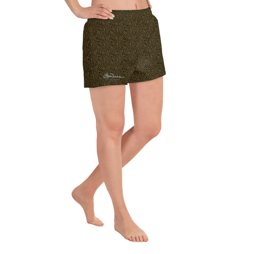 Women's Olive Zebra Athletic Shorts