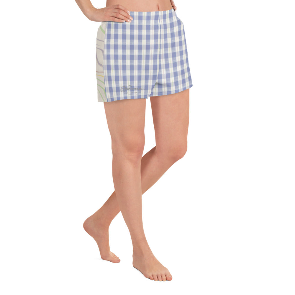 Women's Navy Plaid Athletic Shorts