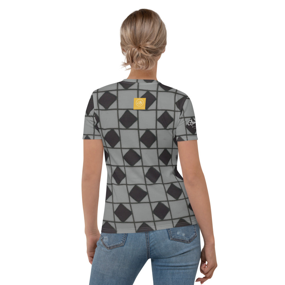 Grey Checkerboard Women's T-shirt