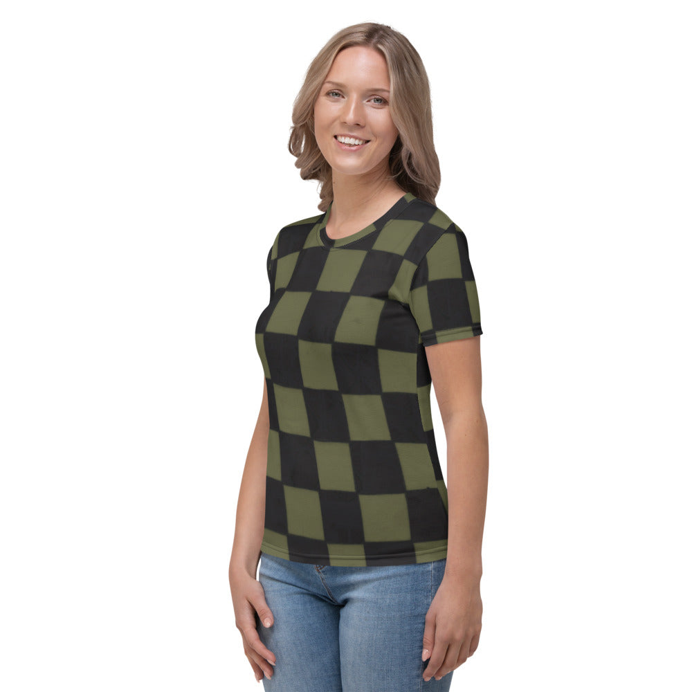 Khaki Checkerboard Women's T-shirt