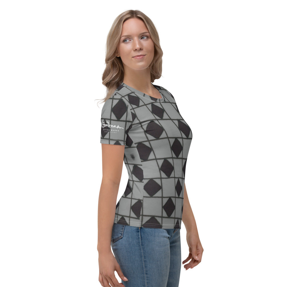 Grey Checkerboard Women's T-shirt