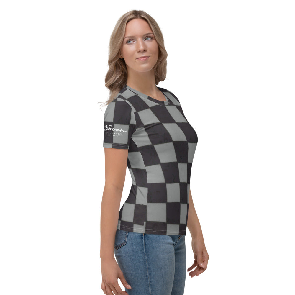 Grey Checkerboard Women's T-shirt