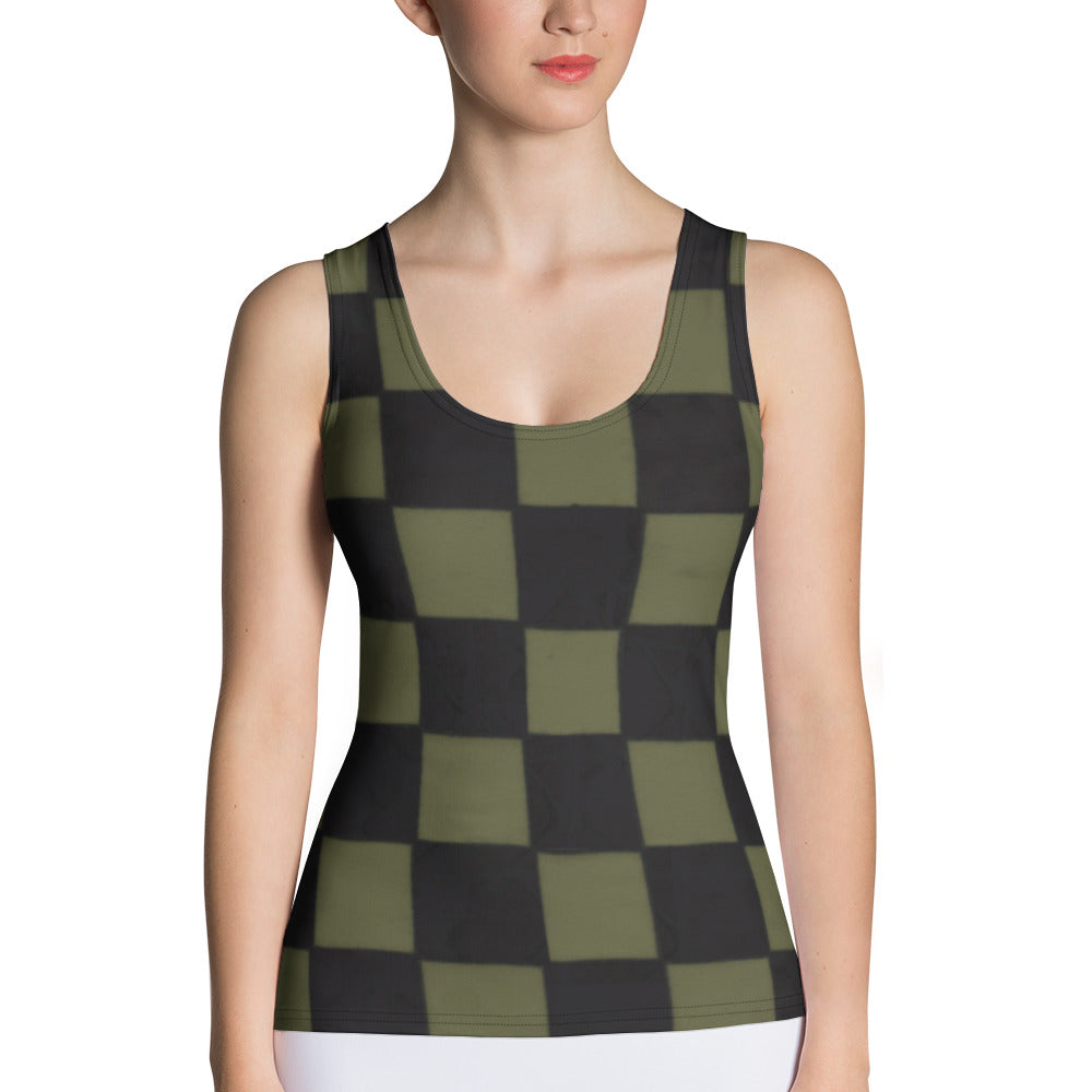 Khaki Checkerboard Tank Top