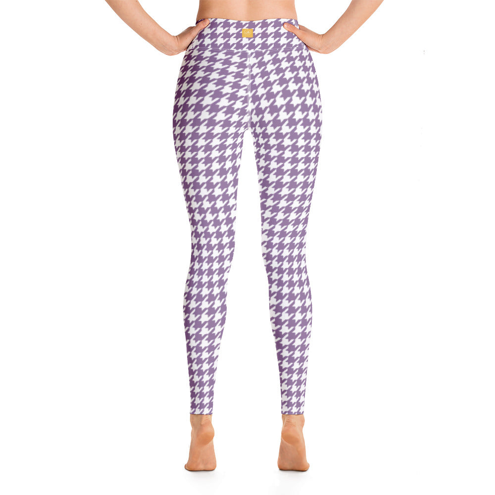 Lilac Houndstooth Yoga Leggings