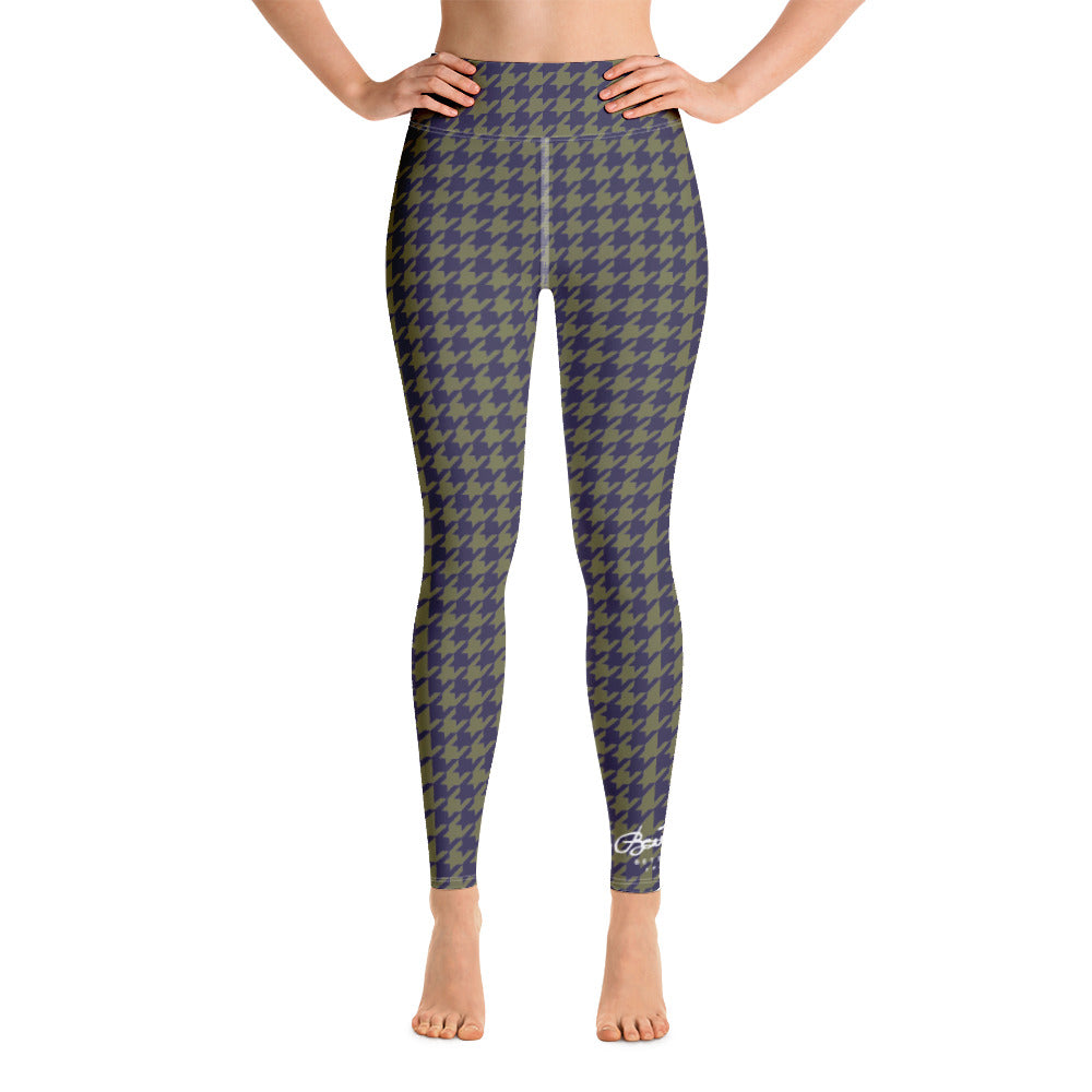 Grey Houndstooth Yoga Leggings