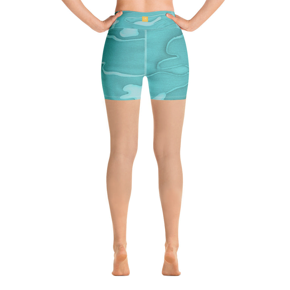 Mint Green Camouflage Yoga Shorts