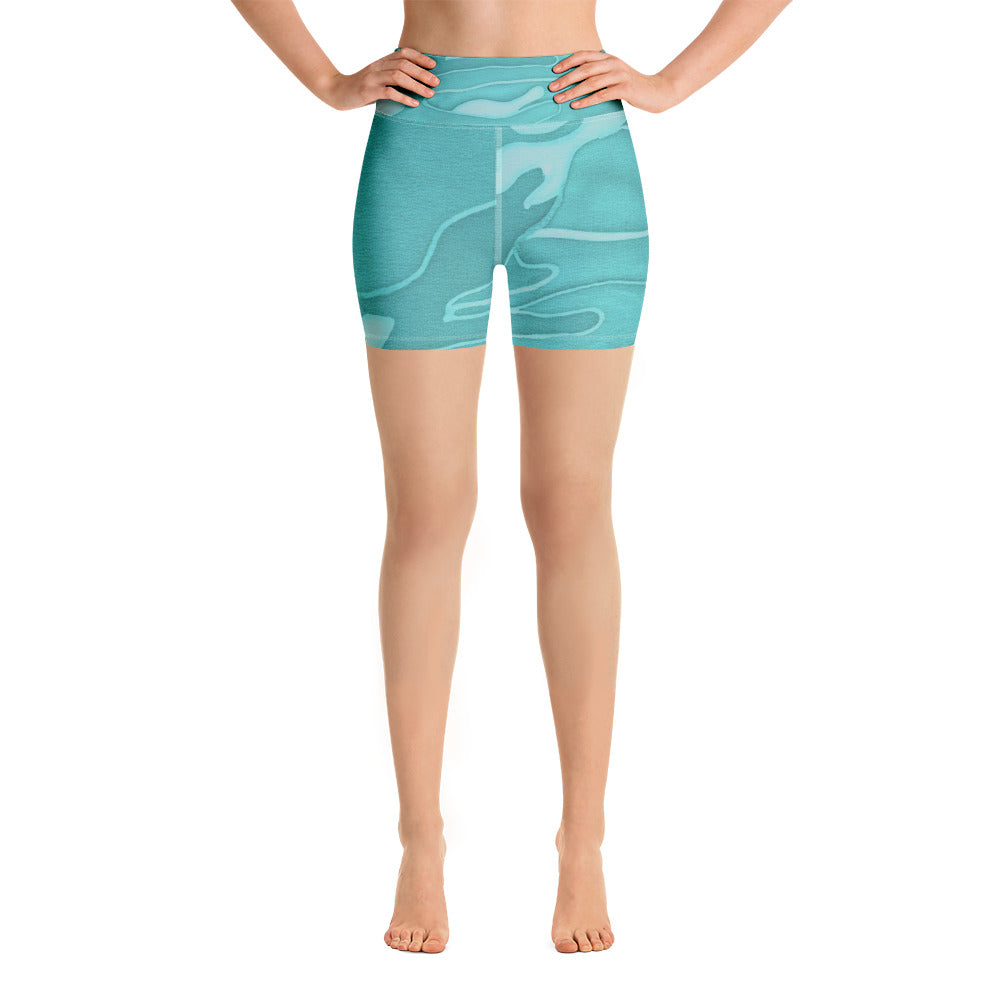 Mint Green Camouflage Yoga Shorts