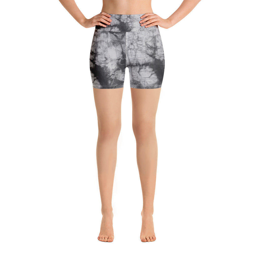 Grey Tie Dye Yoga Shorts