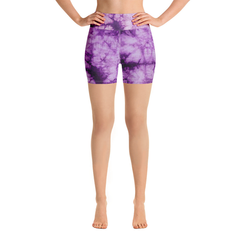 Purple Tie Dye Yoga Shorts