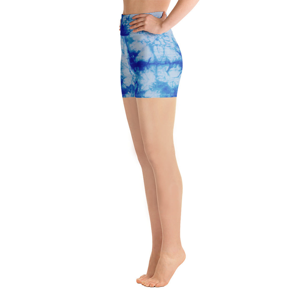 Blue Tie Dye Yoga Shorts