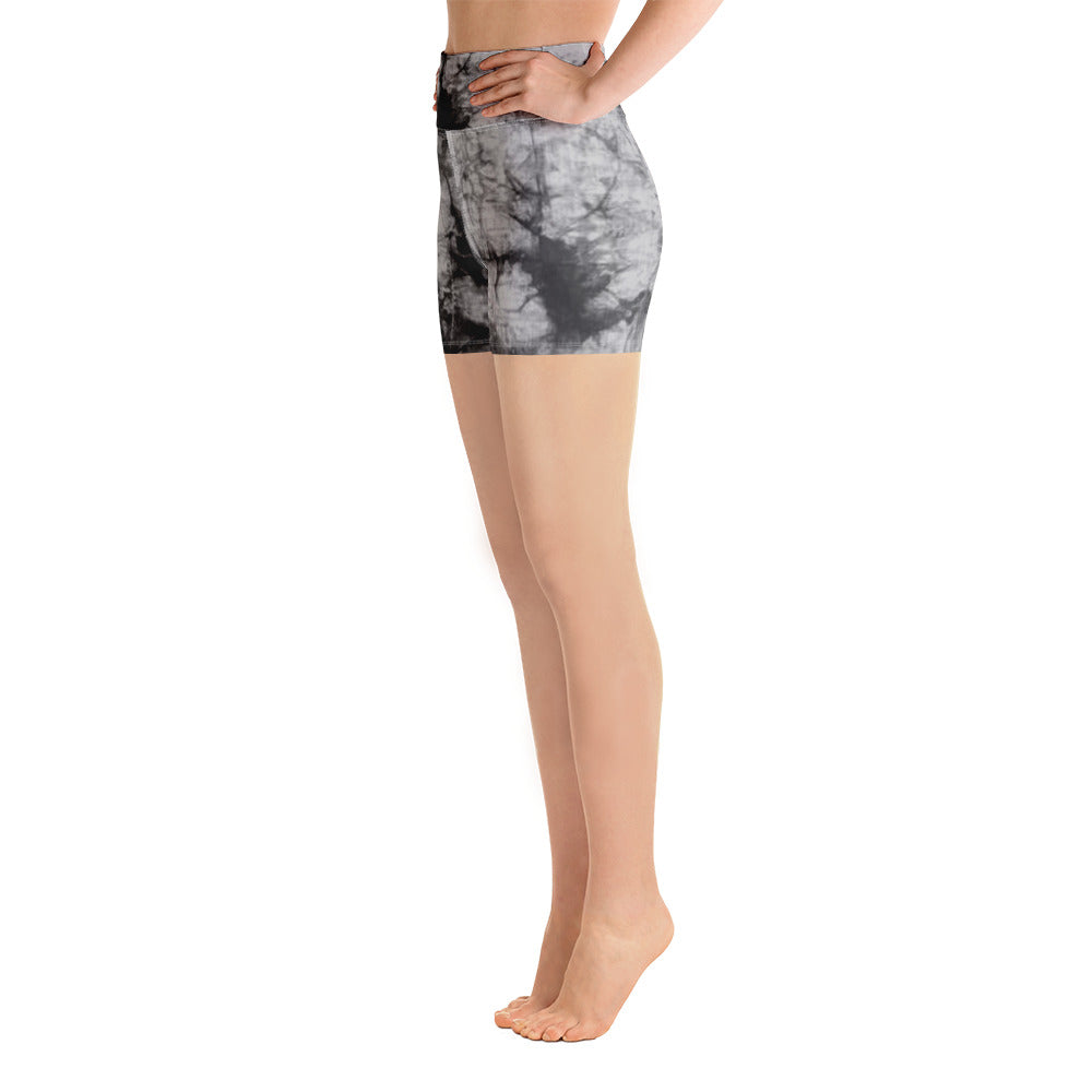 Grey Tie Dye Yoga Shorts