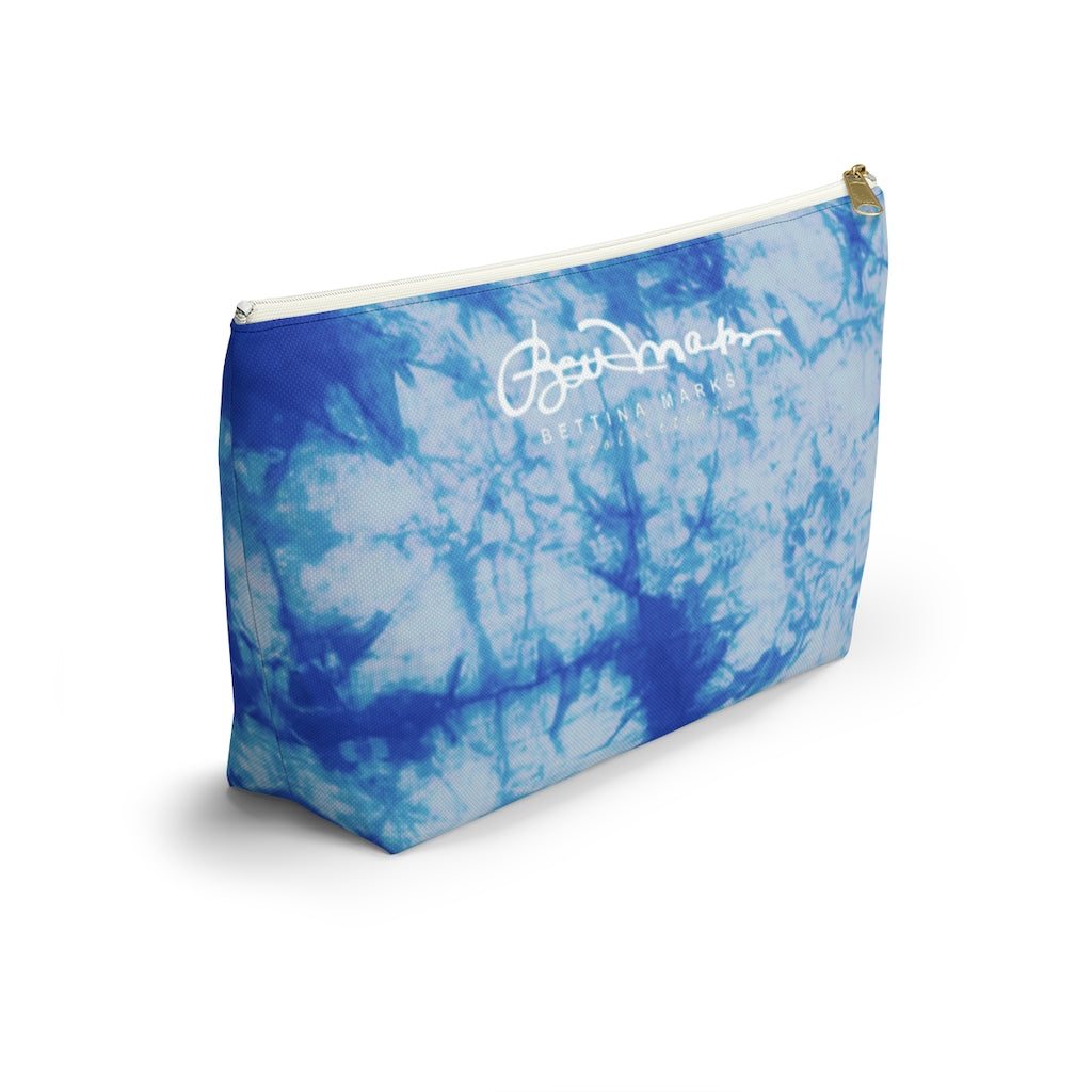 Blue Tie Dye Accessory Pouch w T-bottom