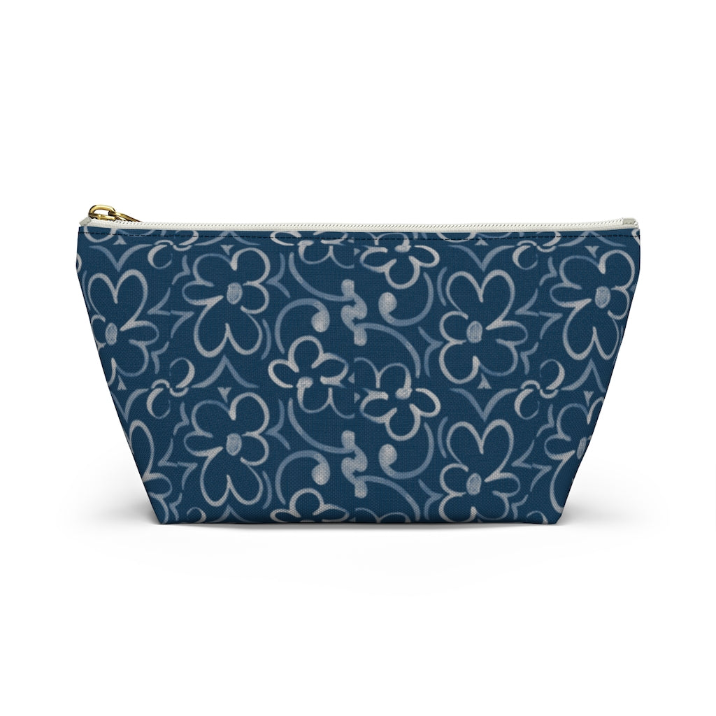 Linear Sixties Floral Accessory Pouch w T-bottom