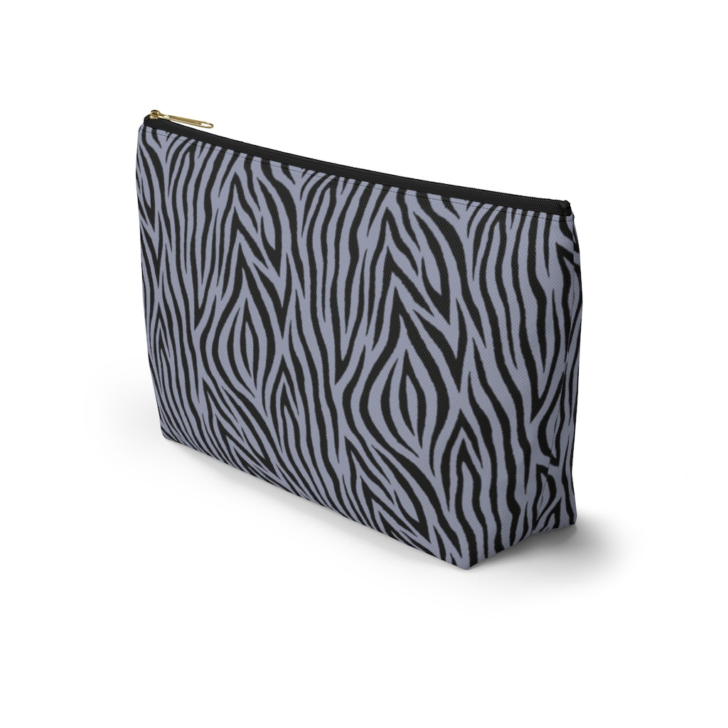 Grey Zebra Accessory Pouch w T-bottom