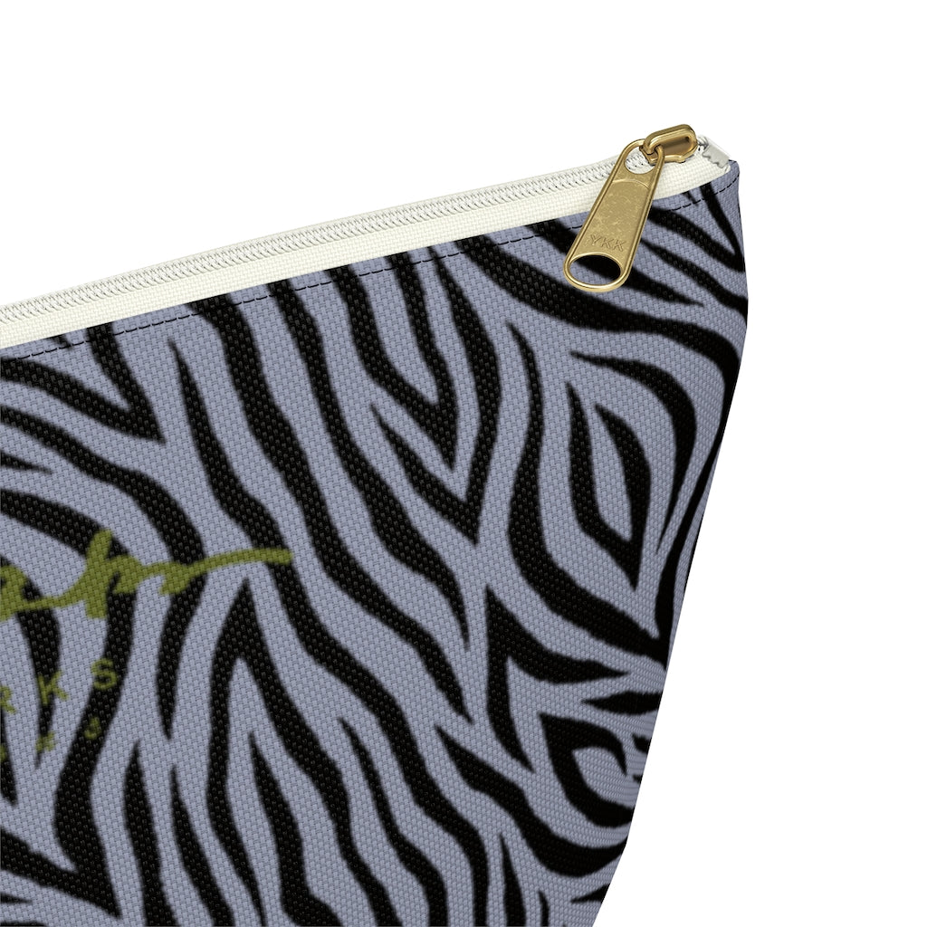 Grey Zebra Accessory Pouch w T-bottom
