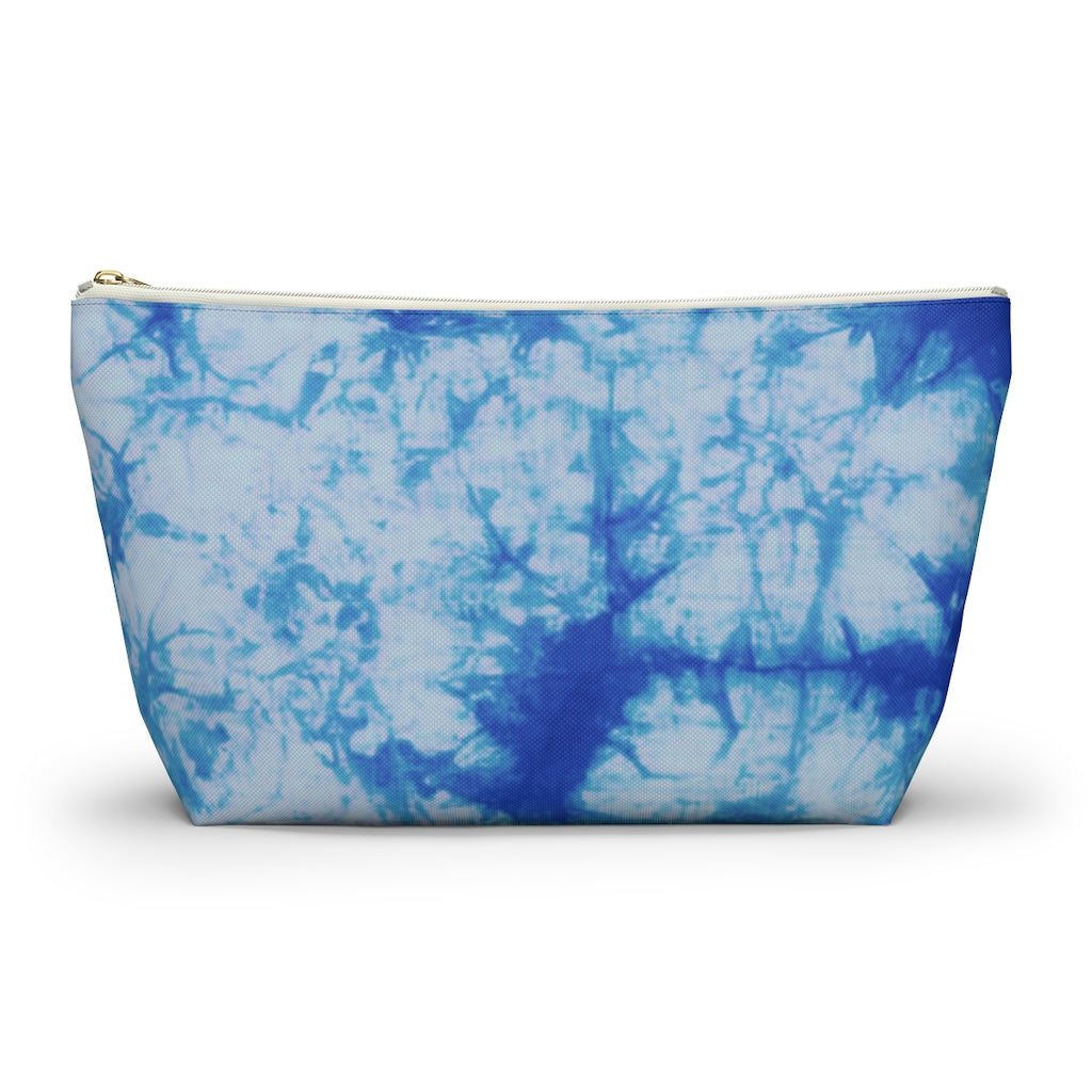 Blue Tie Dye Accessory Pouch w T-bottom