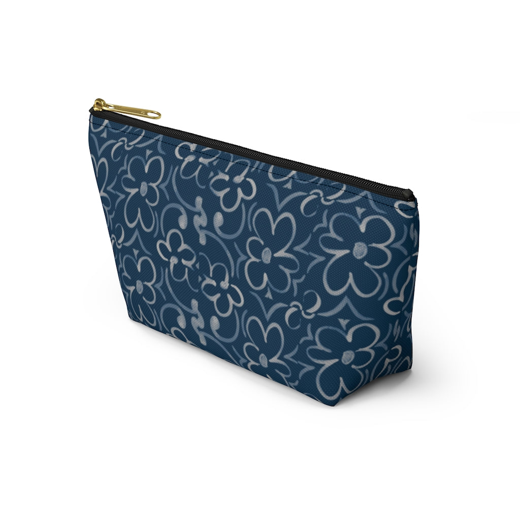 Linear Sixties Floral Accessory Pouch w T-bottom