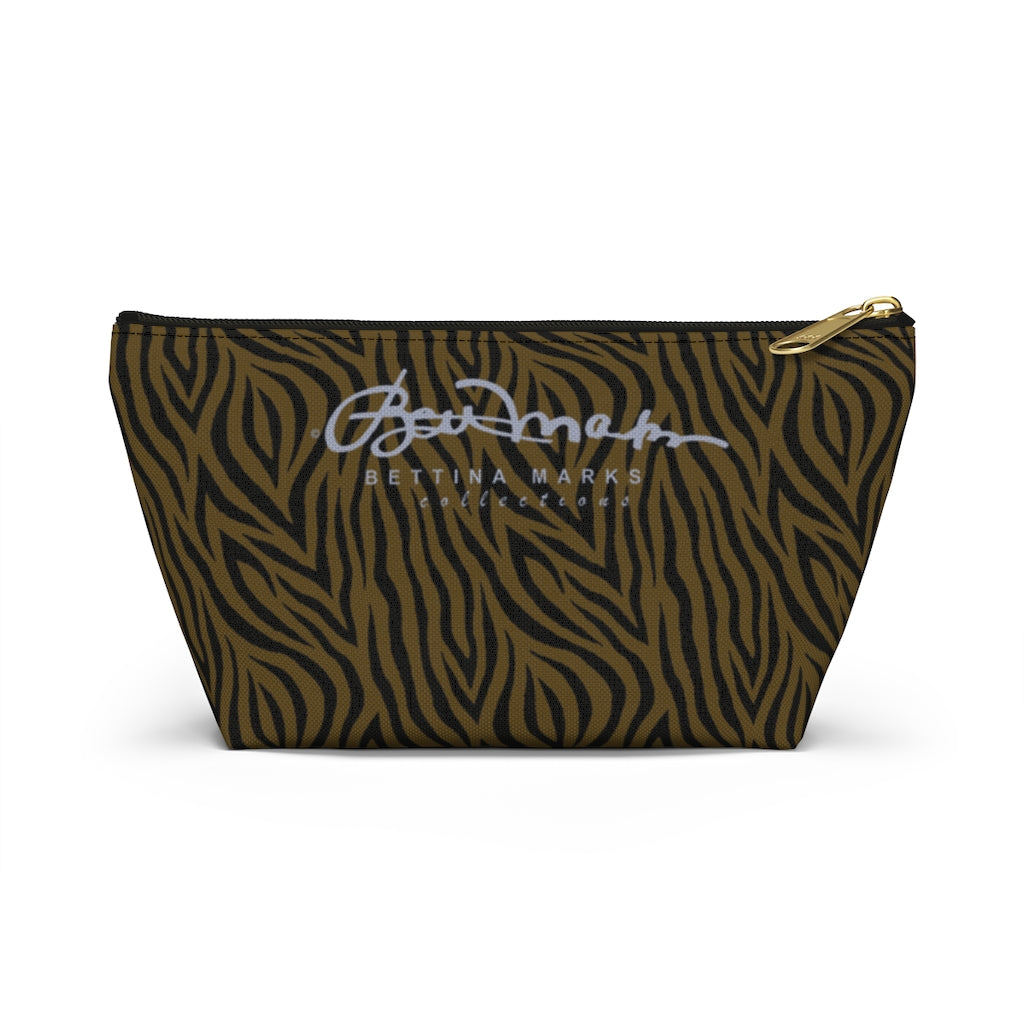Olive Zebra Accessory Pouch w T-bottom
