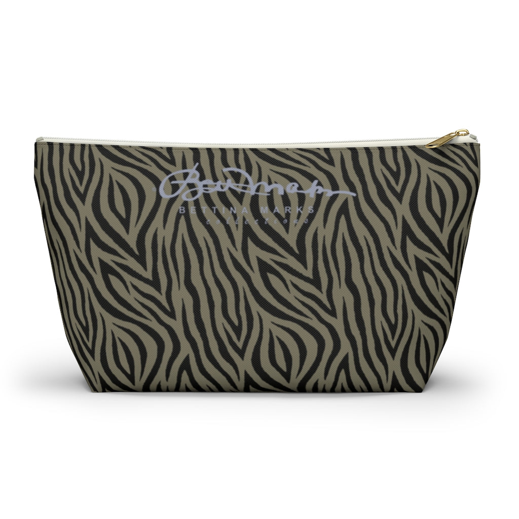 Khaki Zebra Accessory Pouch w T-bottom