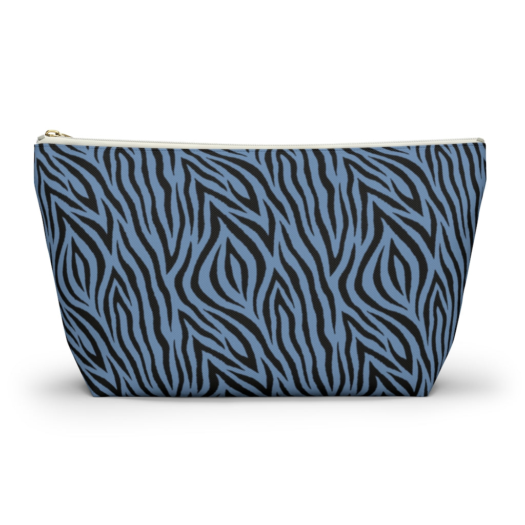 Blue Zebra Accessory Pouch w T-bottom