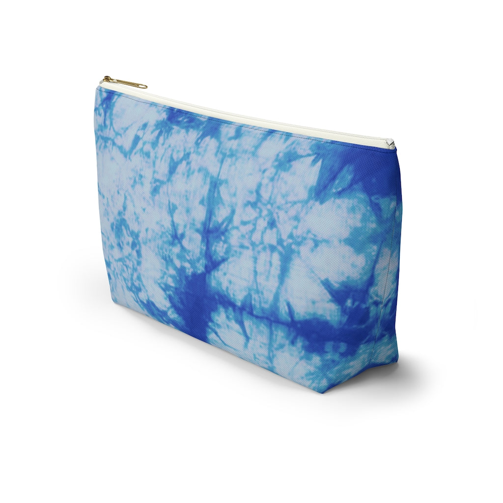 Blue Tie Dye Accessory Pouch w T-bottom