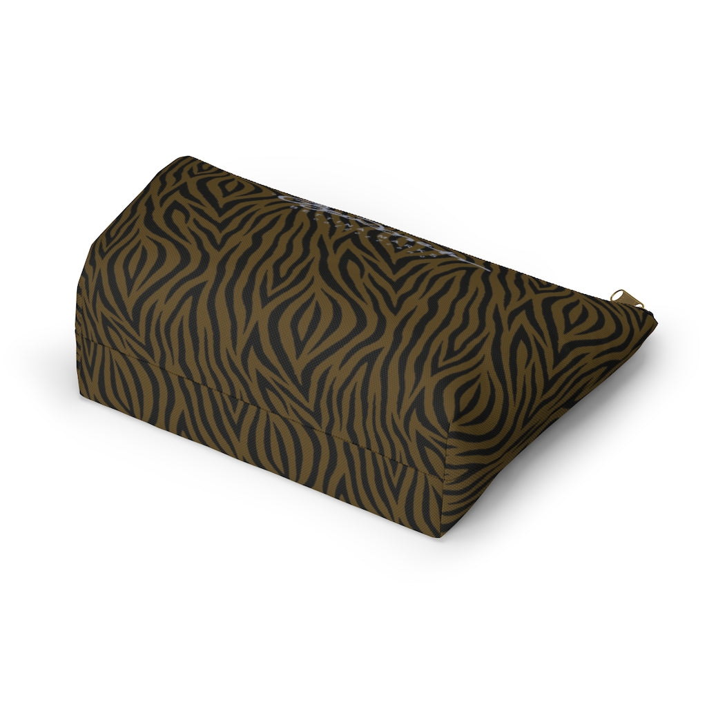 Olive Zebra Accessory Pouch w T-bottom