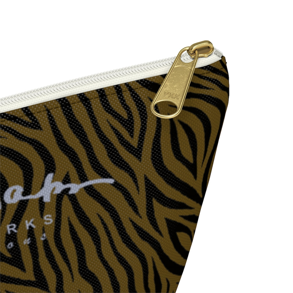 Olive Zebra Accessory Pouch w T-bottom