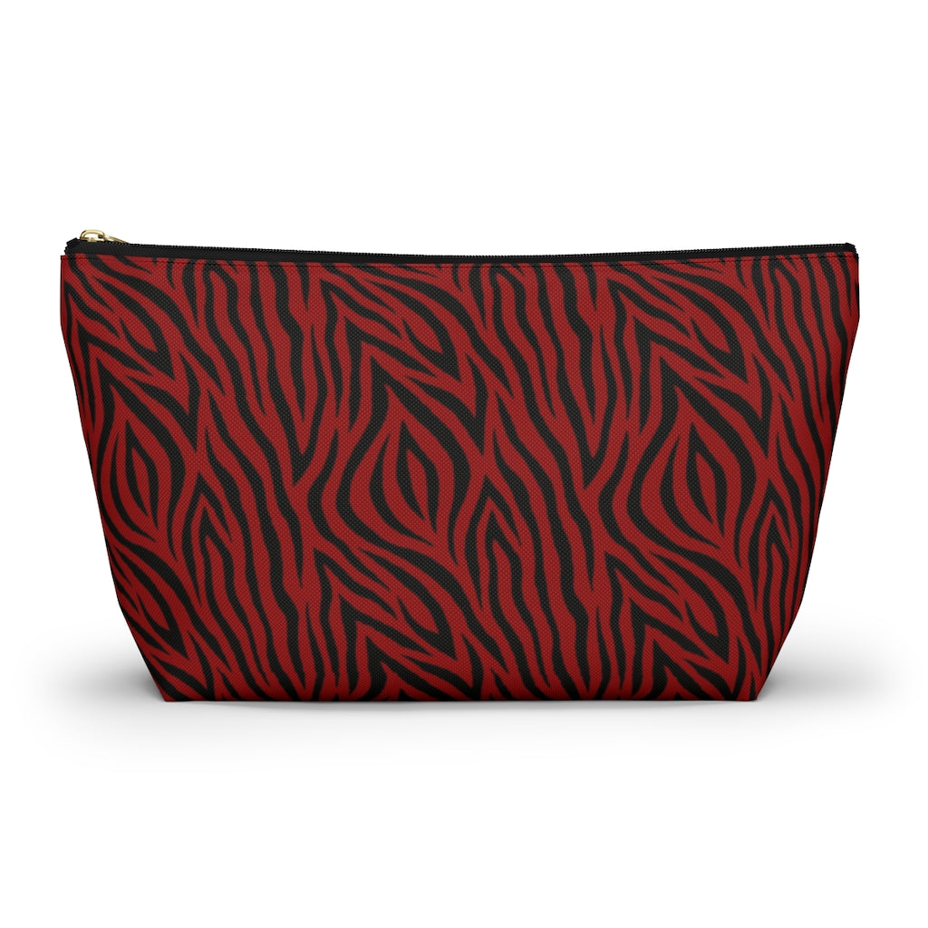 Red Zebra Accessory Pouch w T-bottom