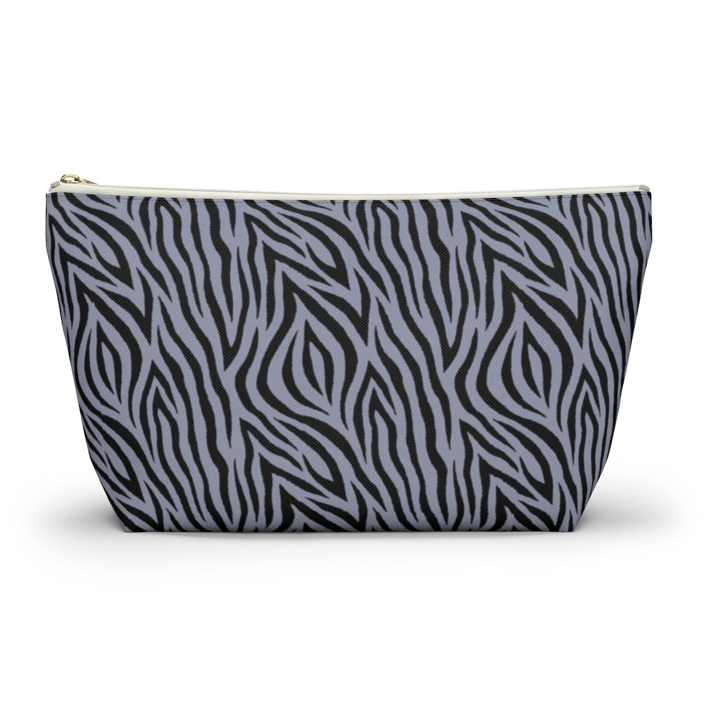 Grey Zebra Accessory Pouch w T-bottom
