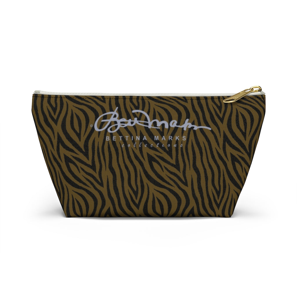 Olive Zebra Accessory Pouch w T-bottom