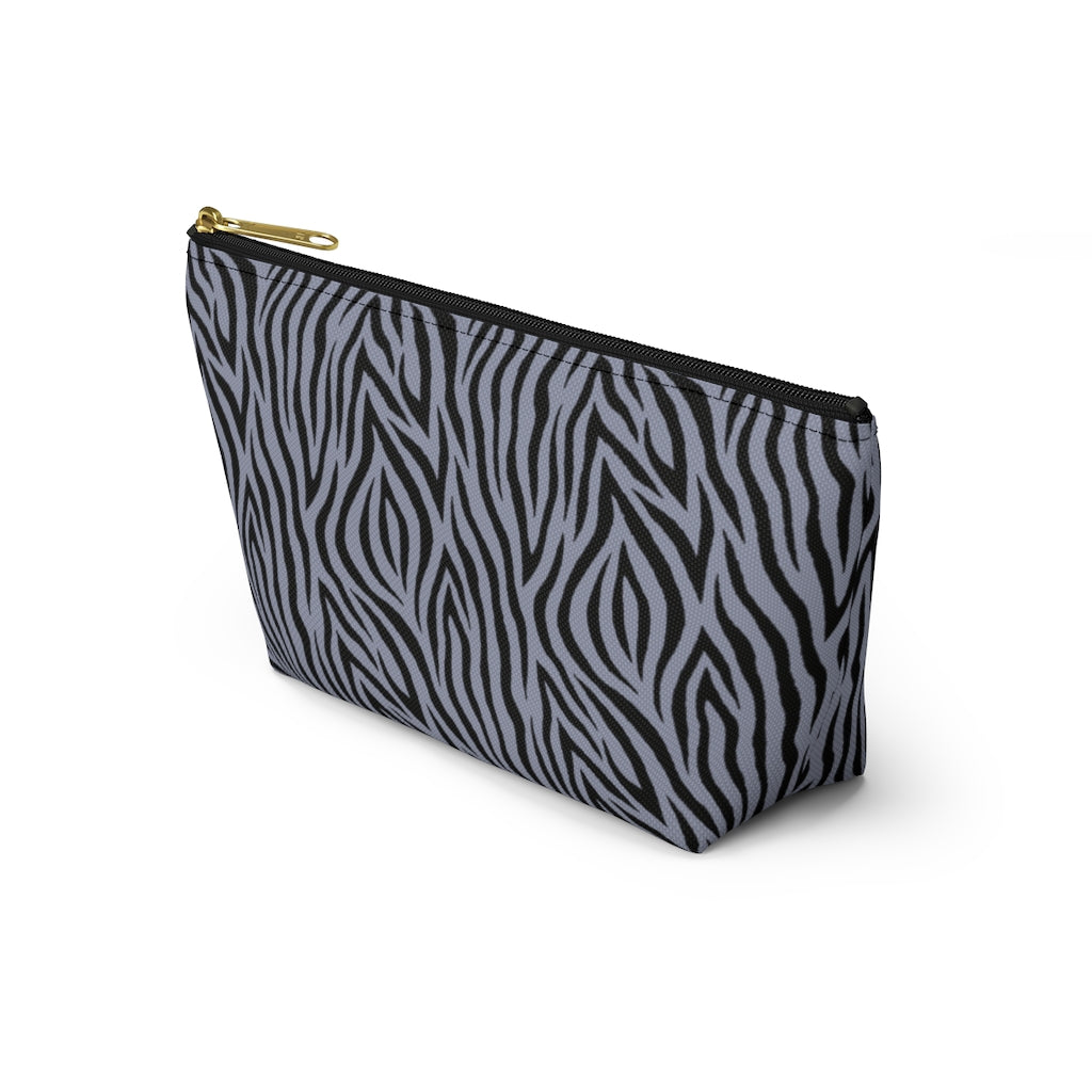 Grey Zebra Accessory Pouch w T-bottom