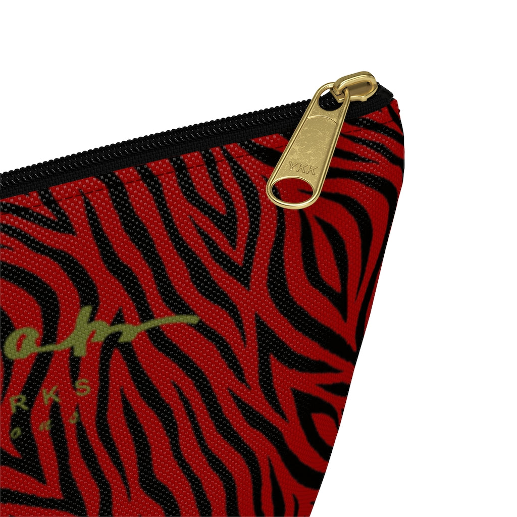 Red Zebra Accessory Pouch w T-bottom