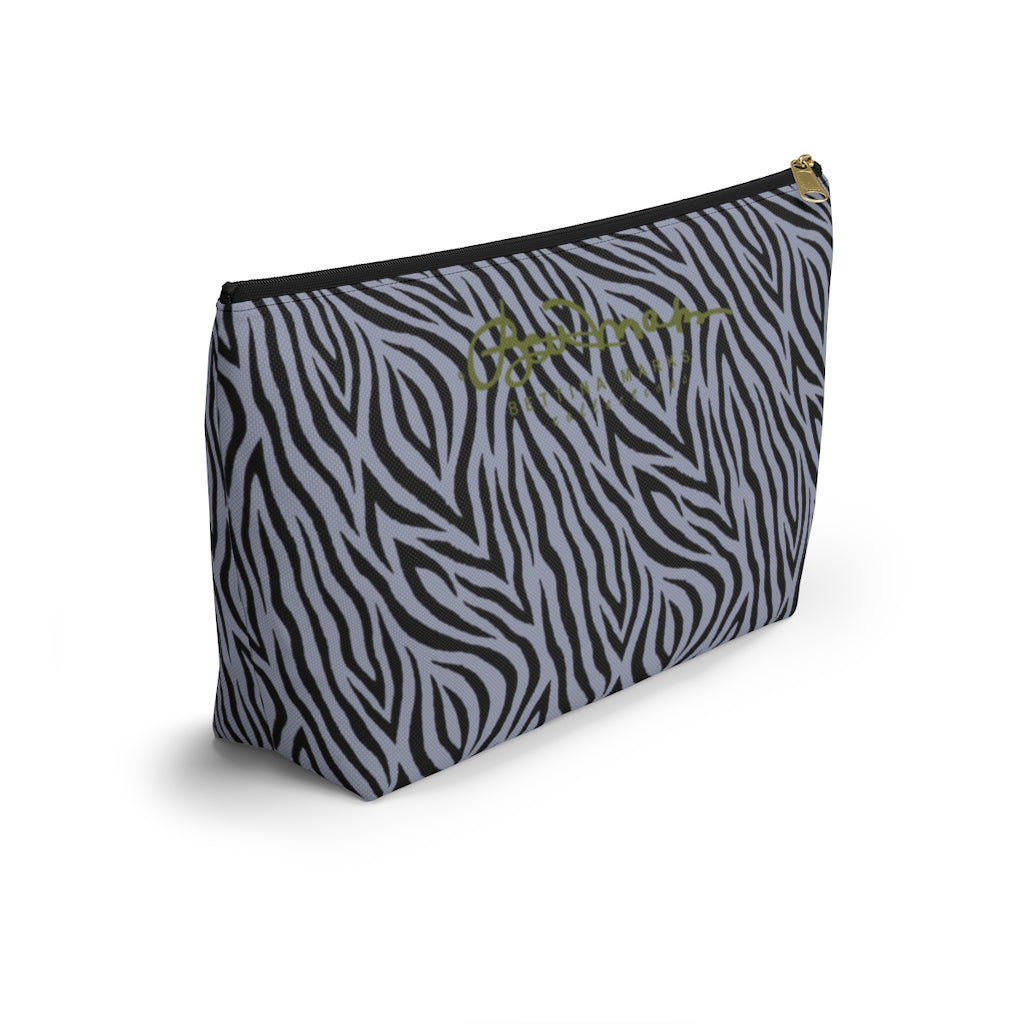 Grey Zebra Accessory Pouch w T-bottom