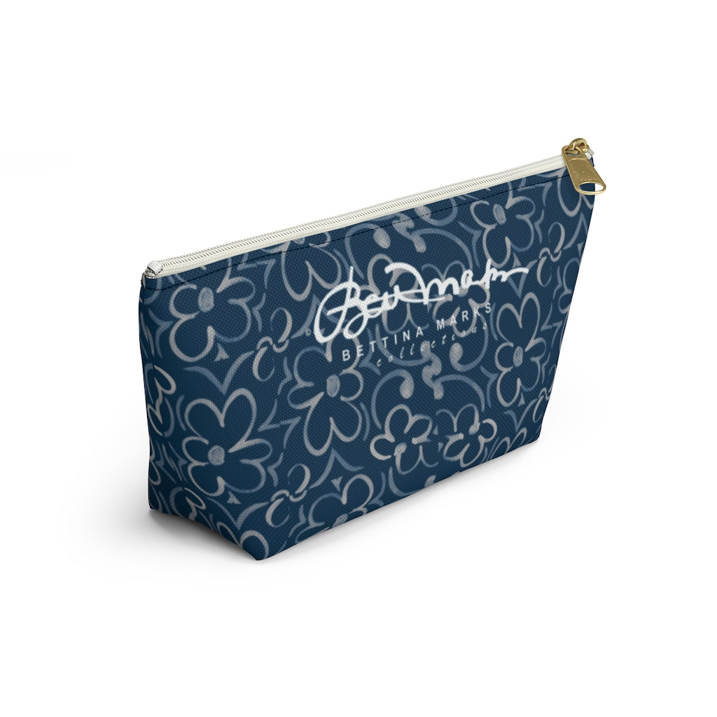 Linear Sixties Floral Accessory Pouch w T-bottom