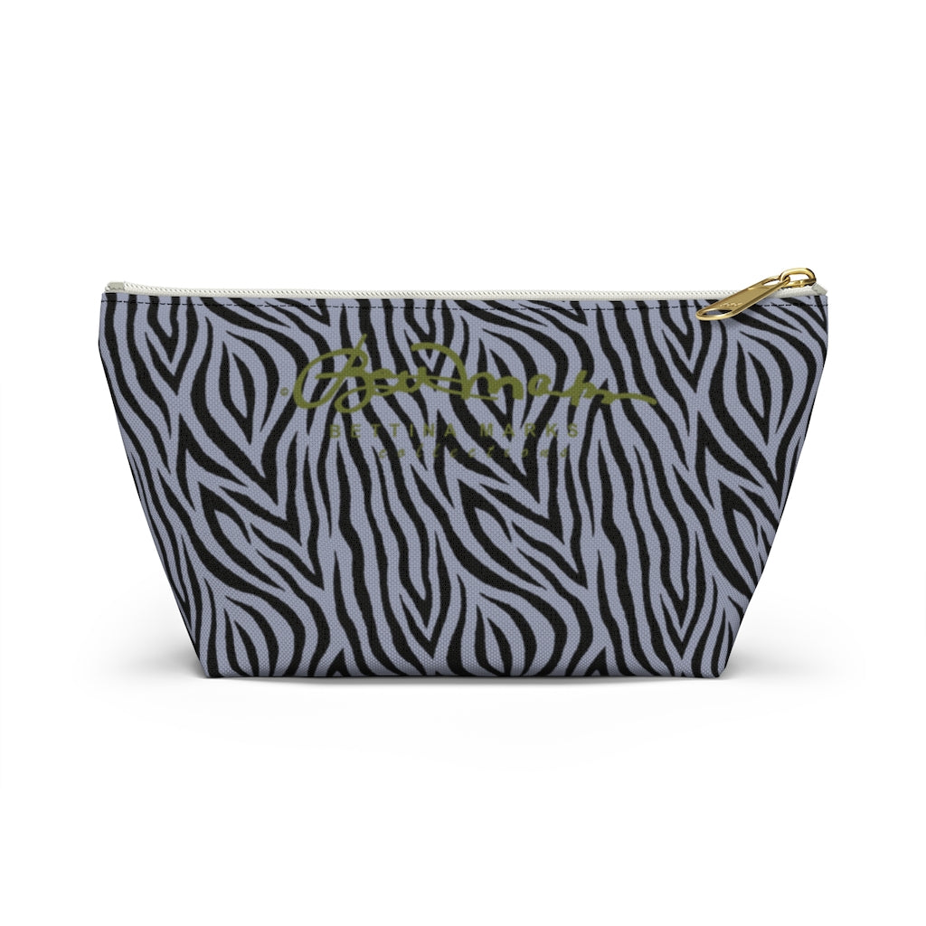 Grey Zebra Accessory Pouch w T-bottom