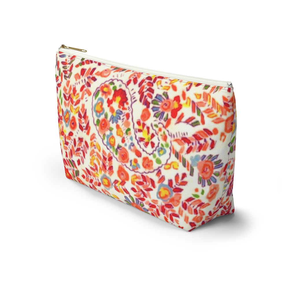 Retro Paisley Accessory Pouch w T-bottom