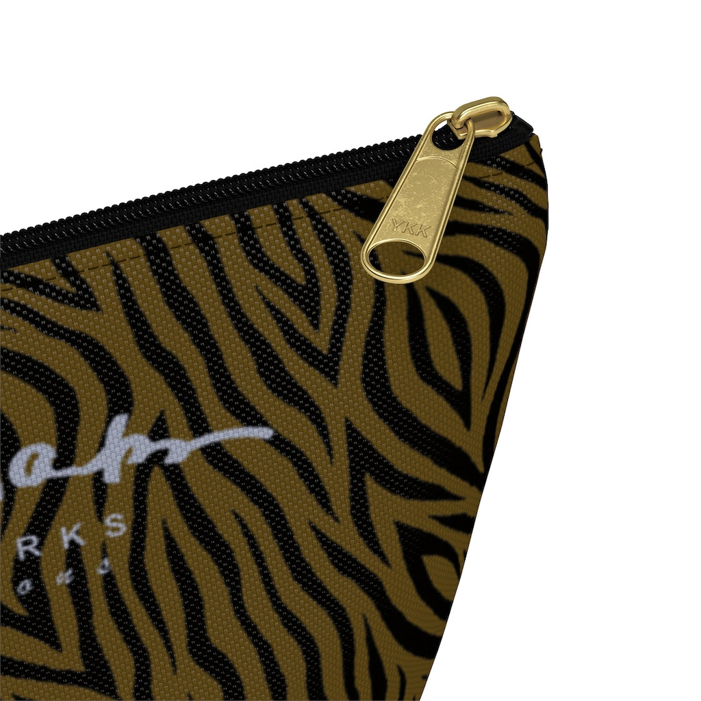 Olive Zebra Accessory Pouch w T-bottom