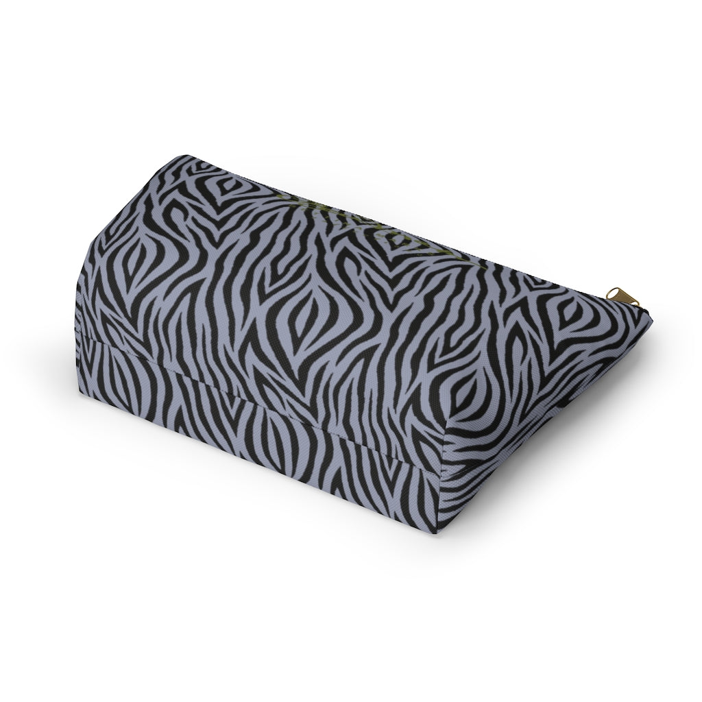 Grey Zebra Accessory Pouch w T-bottom