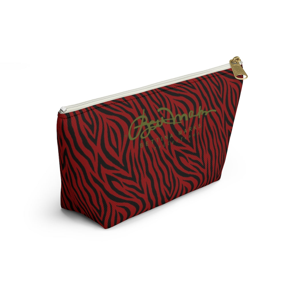 Red Zebra Accessory Pouch w T-bottom