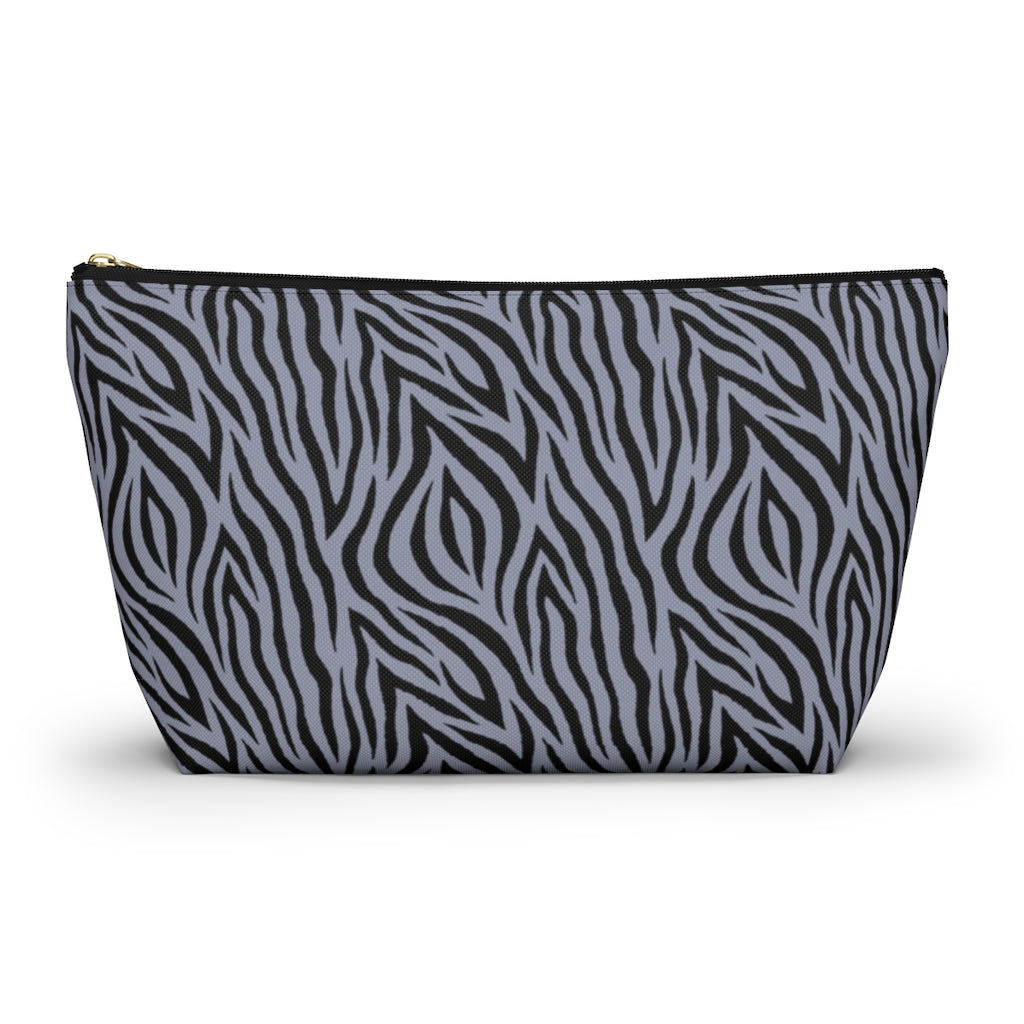 Grey Zebra Accessory Pouch w T-bottom