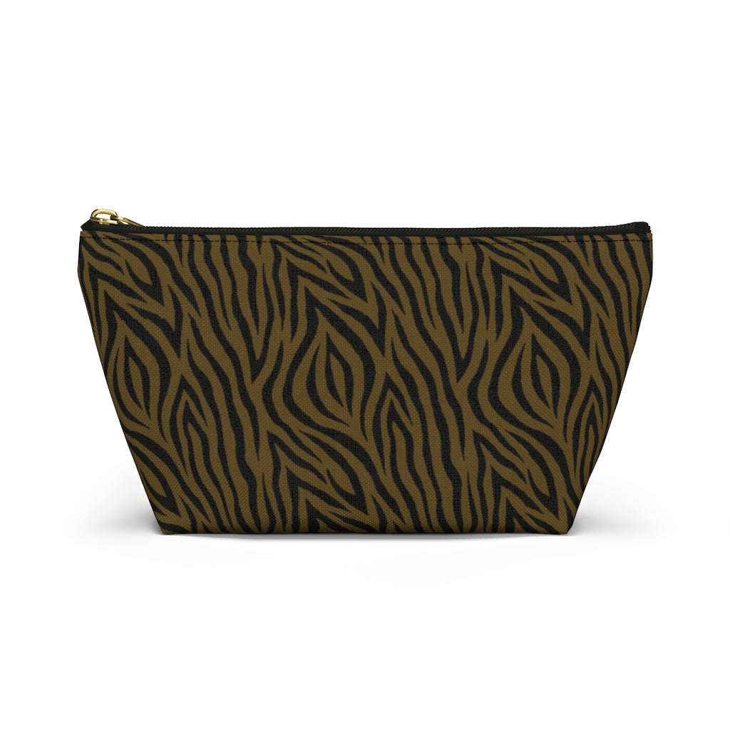 Olive Zebra Accessory Pouch w T-bottom