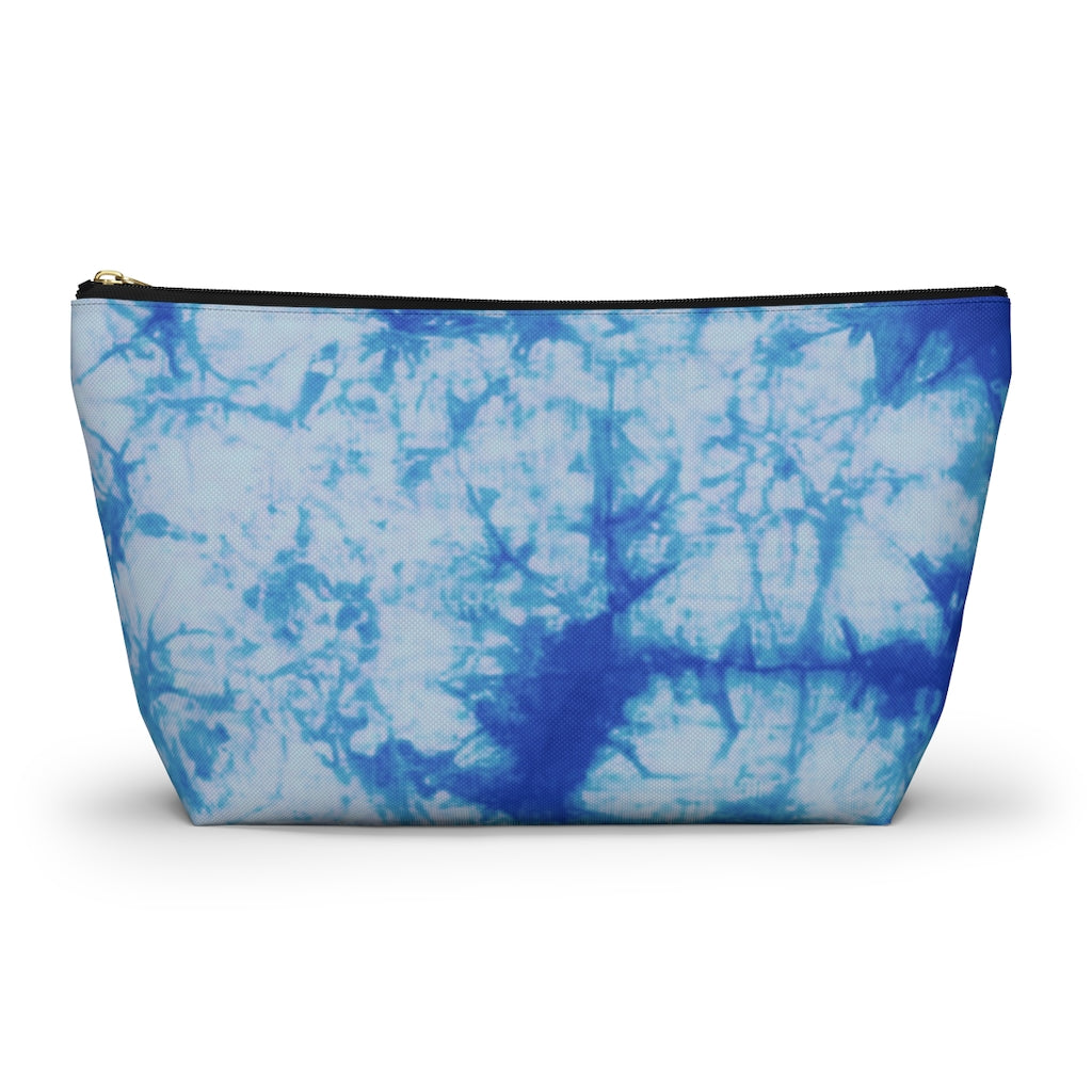 Blue Tie Dye Accessory Pouch w T-bottom