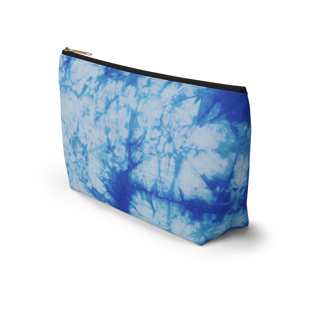 Blue Tie Dye Accessory Pouch w T-bottom