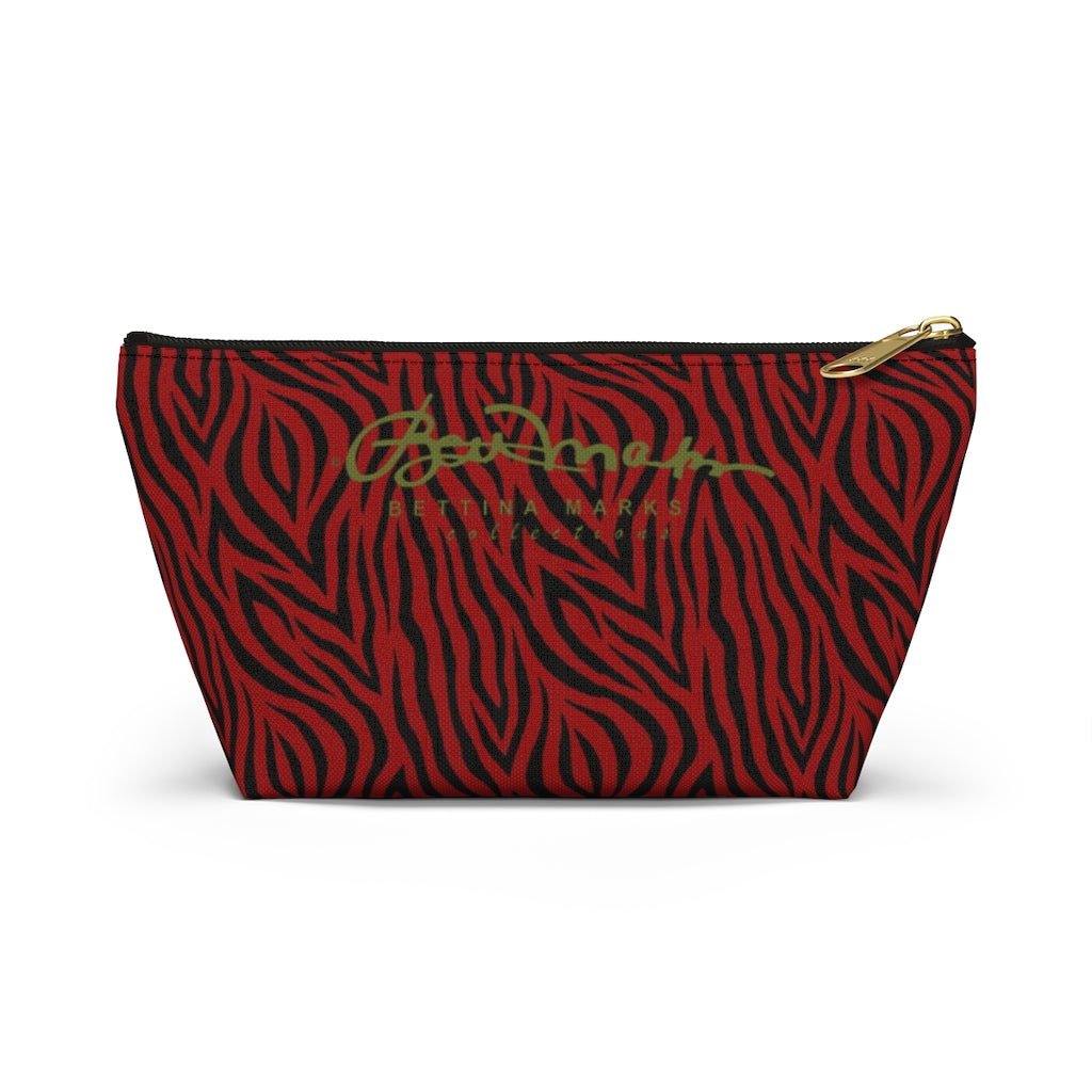Red Zebra Accessory Pouch w T-bottom
