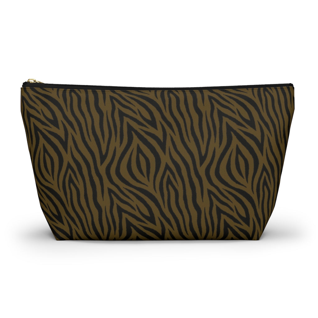 Olive Zebra Accessory Pouch w T-bottom