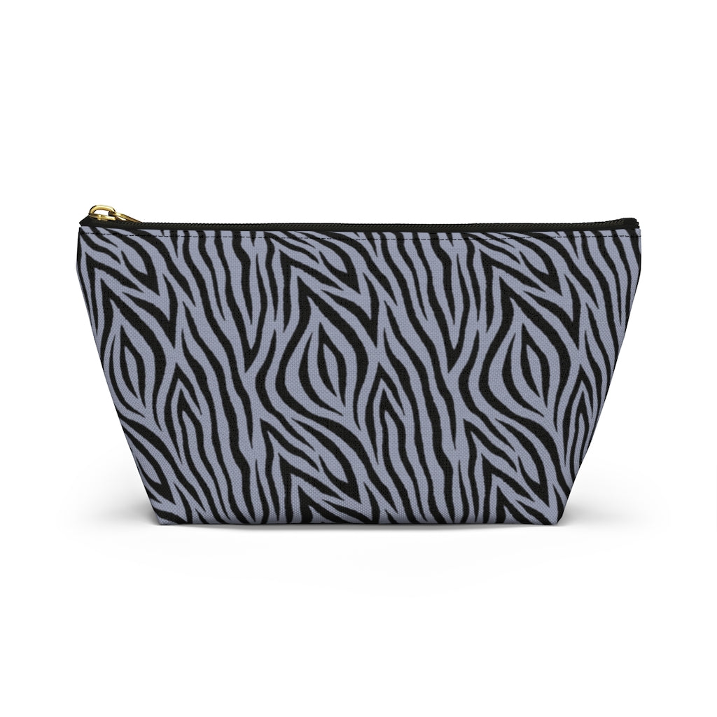 Grey Zebra Accessory Pouch w T-bottom