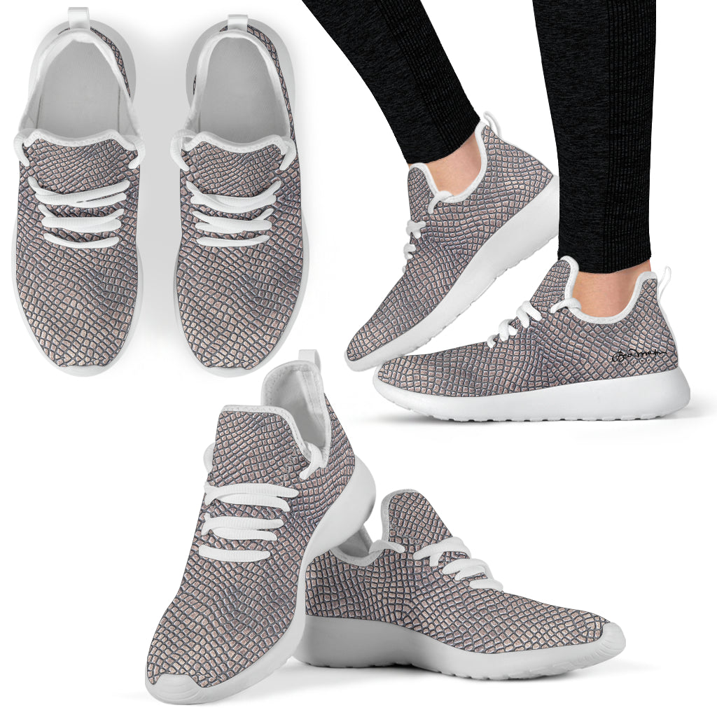 Croc Print Mesh Knit Sneakers