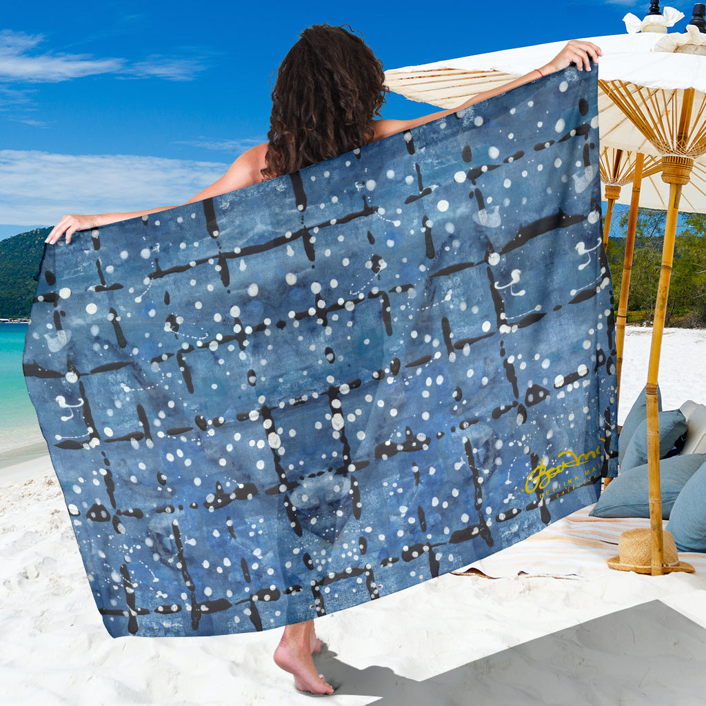 Blu&White Dotted Plaid Sarong