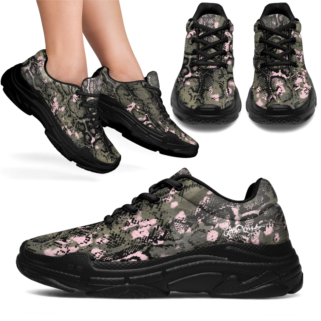 Pink Snake Skin Athletic Sneakers