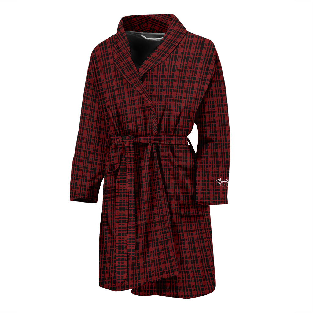 Black Red Plaid Bath Robe - Men